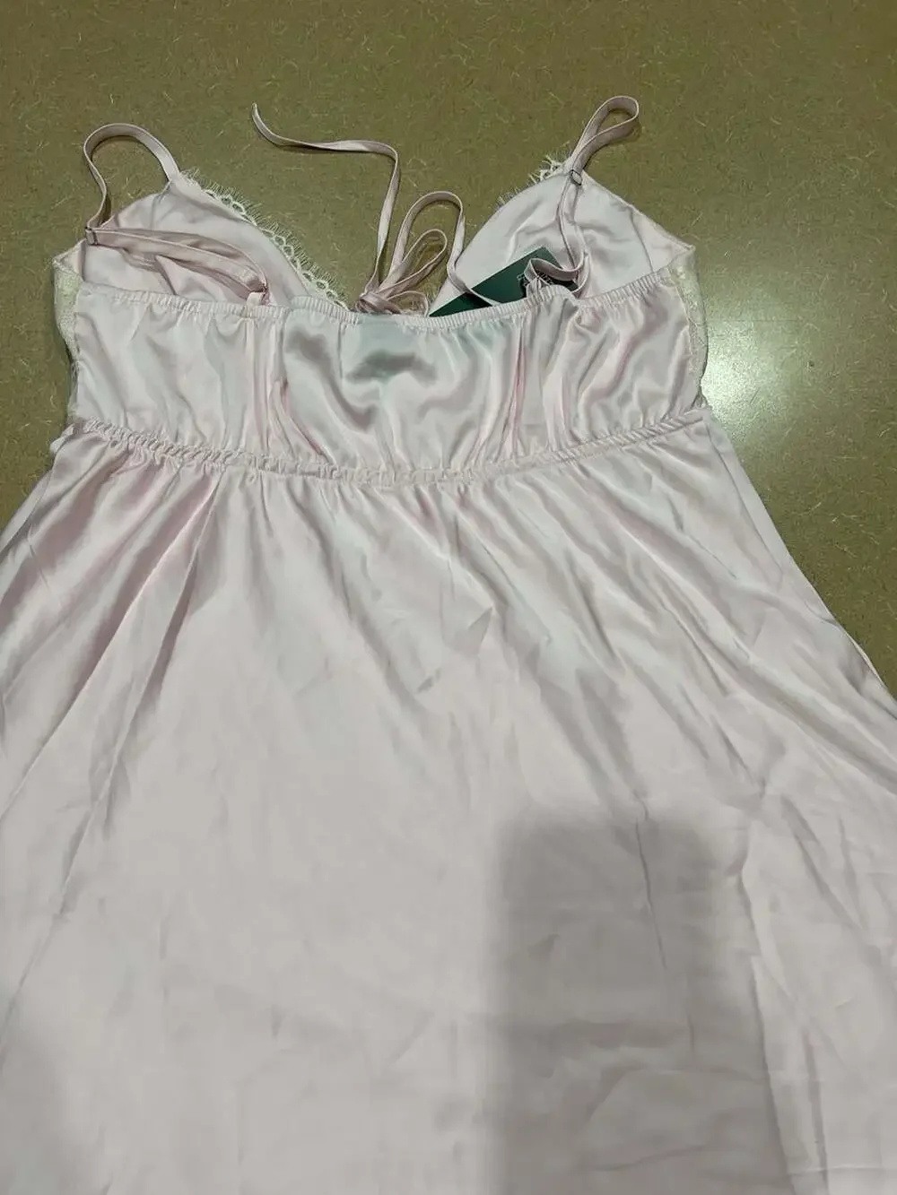 Wild Fable Women's Satin and Lace Chemise Nightgown, Light Pink, Size XL